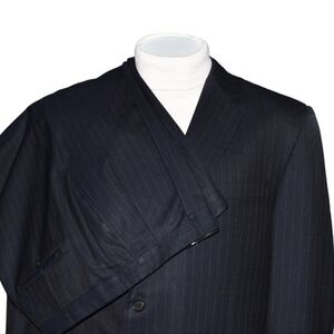 Hickey Freeman Loro Piana Madison Navy Blue Suit Men 48R Pant 39x27  Pinstripe